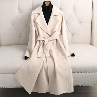 Damen Mid-Length Woll Lammwolle Über das Knie Schlankmachender Mantel - Hepburn Stil 2025