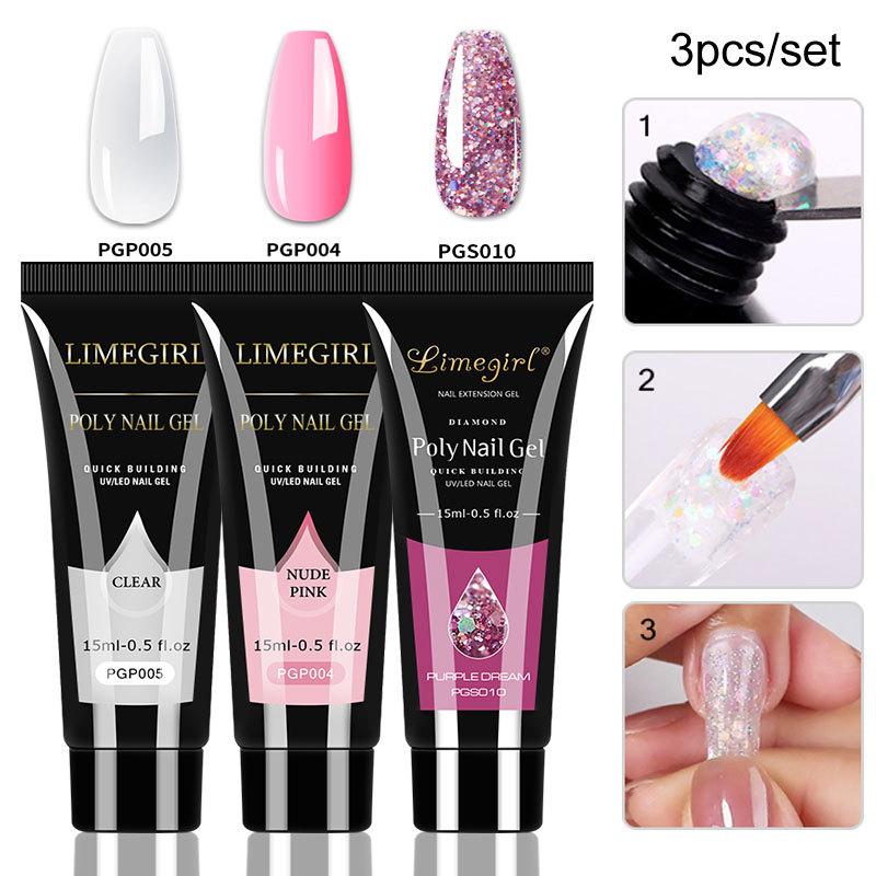 LIMEGIRL 6 Colors Gel Polish Set Shimmer Purple Mint Nude Nail Art Kit Low Odor Quick Dry Long Lasting