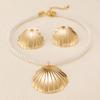 Personality Exaggerated Shell Earrings And Necklace Set For Women Holiday Style Simple Fashion Scallop Jewelry