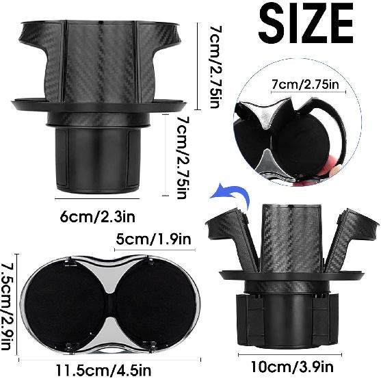 

Multifunctional 2-in-1 Car Cup Holder Expander Adapter - Universal Double Holder With Elastic Open-Close Mouth, Adjustable Bracket - Fits Most Hydro