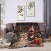 Cat Selfie with Santa Blanket Quality Super Soft  Throw Blanket Autumn Girls Boys Home Decor Comfortable Bedspread
