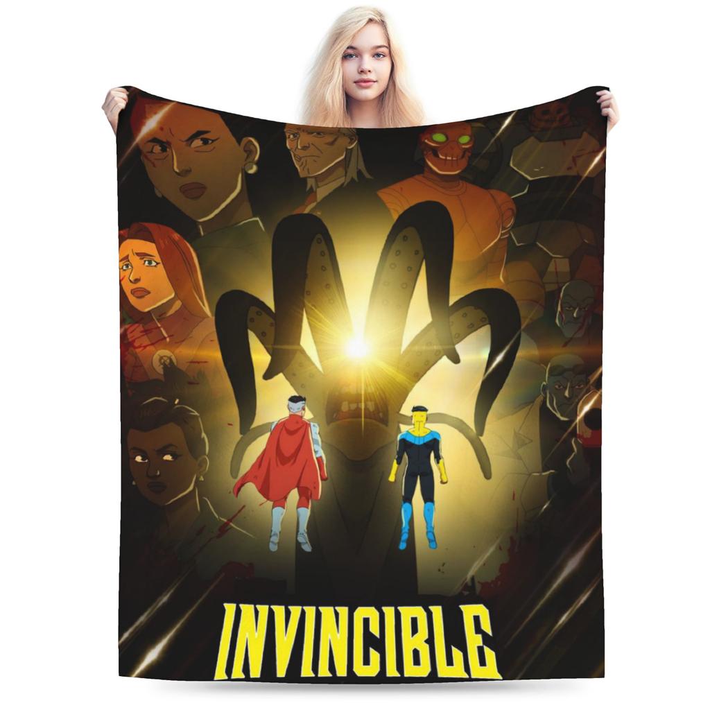 Invincible omniman amazing hero anime Blankets Super Soft Velvet Novelty Gift Throw Blanket Plush Thin Quilt