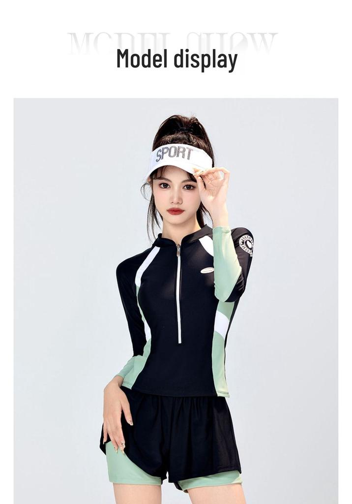 Women's Long Sleeve Conservative Sport Swimsuit - 2022 Style, Sun Protection, Ideal for Hot Springs