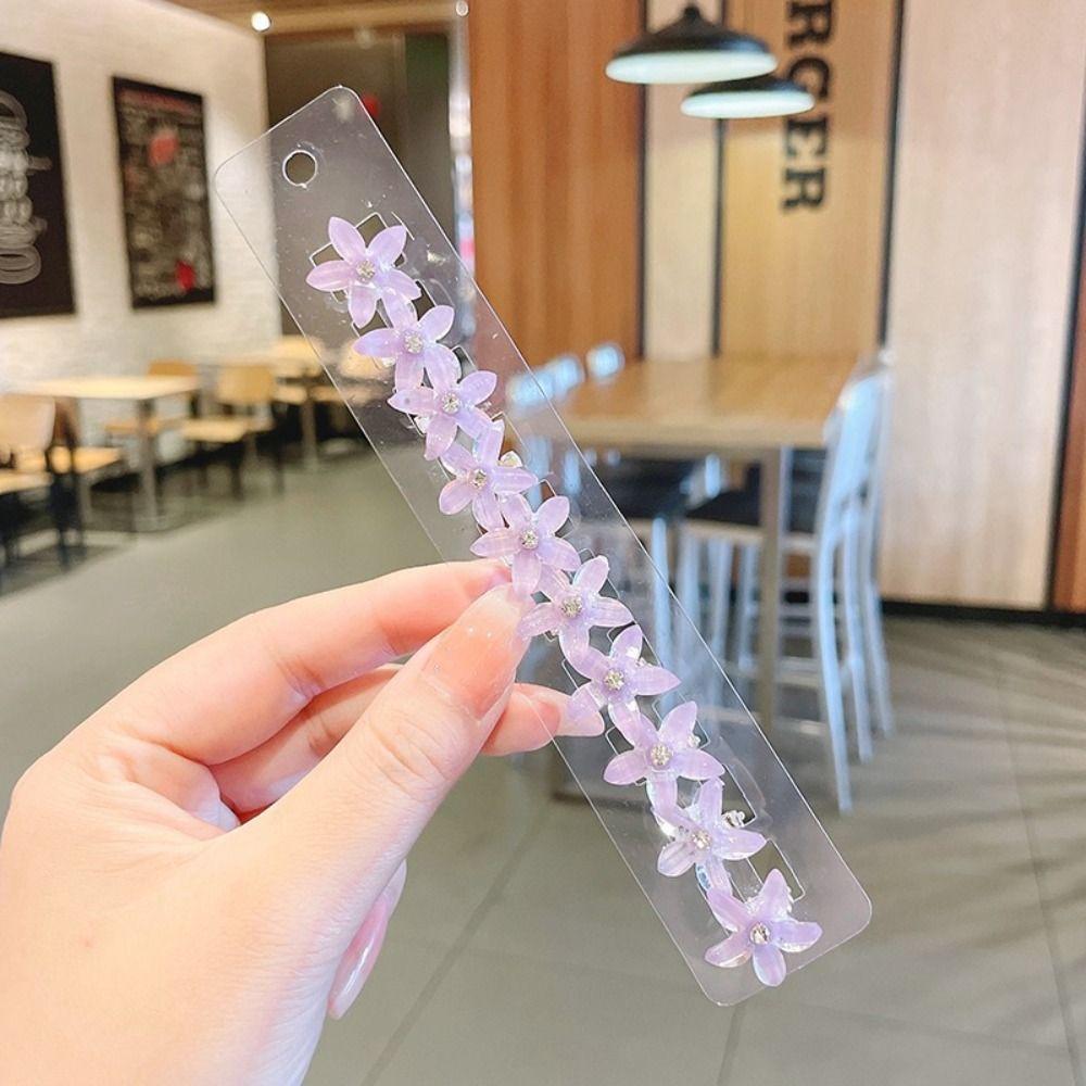 10pcs Children Weaving Headwear Women Girls Headdress Flower Hairpin Crystal Diamond Hair Clip Simple Snap Clip Hair Accessory