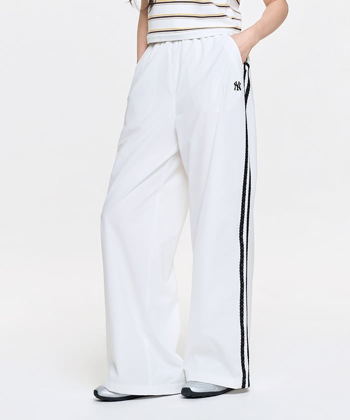 Emelbi Women'S Varsity Lace Track Wide Pants Ny (Ivory)