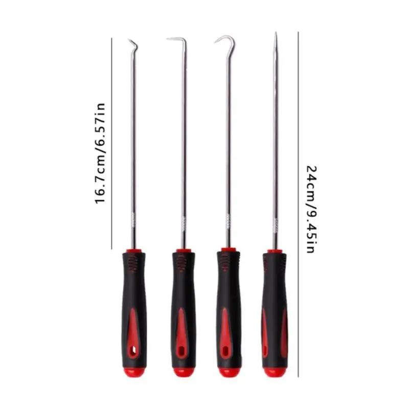 4pcs Pick and Hook Set Car Auto Oil Seal/O-Ring Seal Gasket Pick Hook Puller Remover Tire Stone Cleaning Auto Maintenance Tools