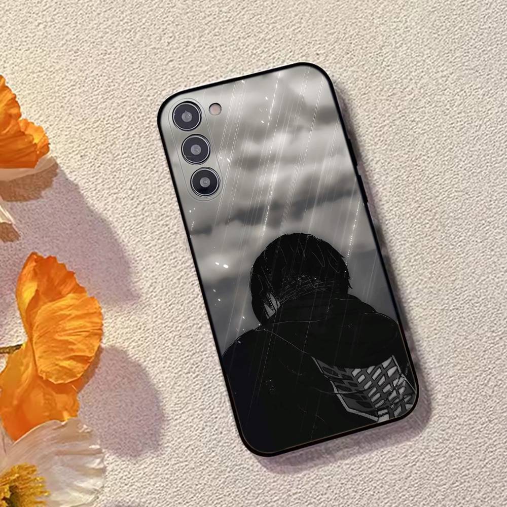 L-Levi A-Ackerman Anime Phone Case Black Silicone Soft For Samsung Galaxy A73,A72,A71,A70,A53,A52,A51