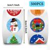 Cartoon Christmas Stickers Durability PVC Tablets Skins Holiday Party Decorations Easy Peeling Not Leave Residues 1Roll
