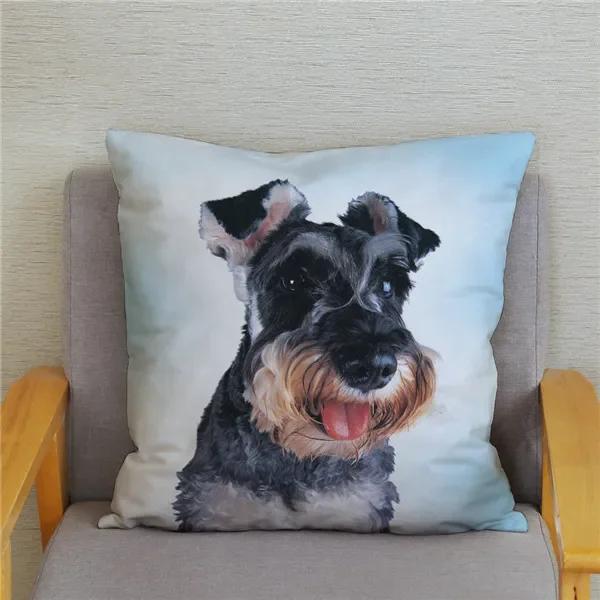 Home Bedroom Pillowcase Cute Schnauzer Print Cushion Cover Decor