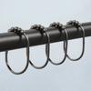 12 ganchos para cortina de ducha de acero inoxidable resistente con cinco bolas, soporte universal para barra de ducha, suministros para baño