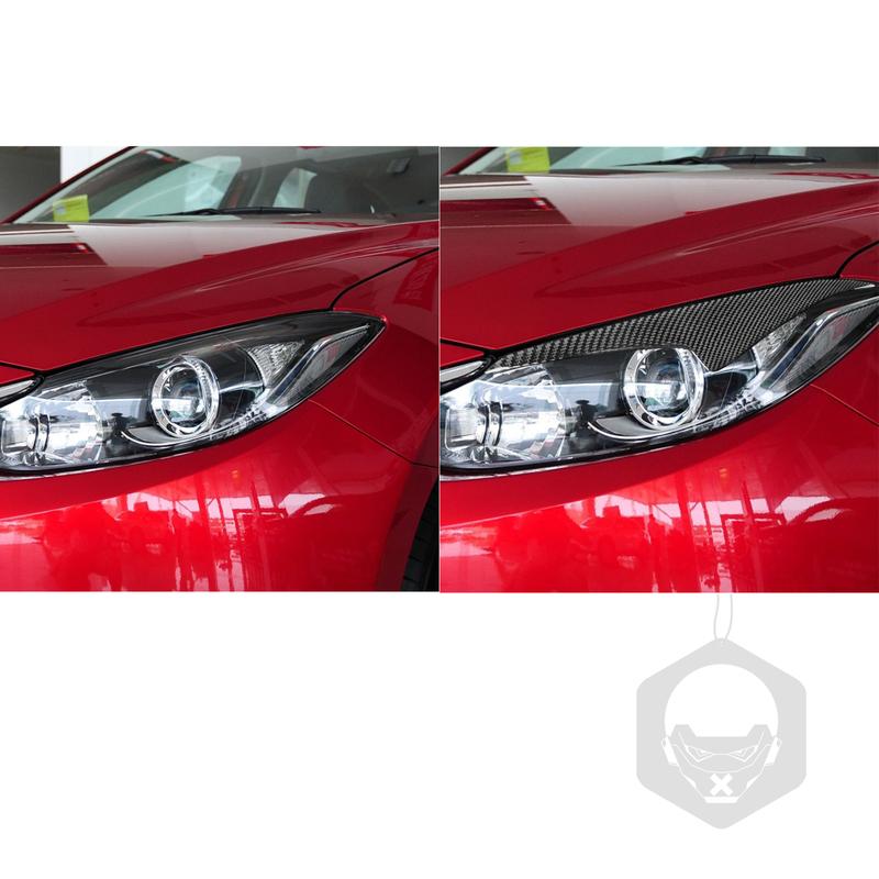 For Mazda3 Axela 2014-2016 Car Accessories Carbon Fiber Front Headlight Eyelid Eyebrow Cover Style Trim Sticker Modification