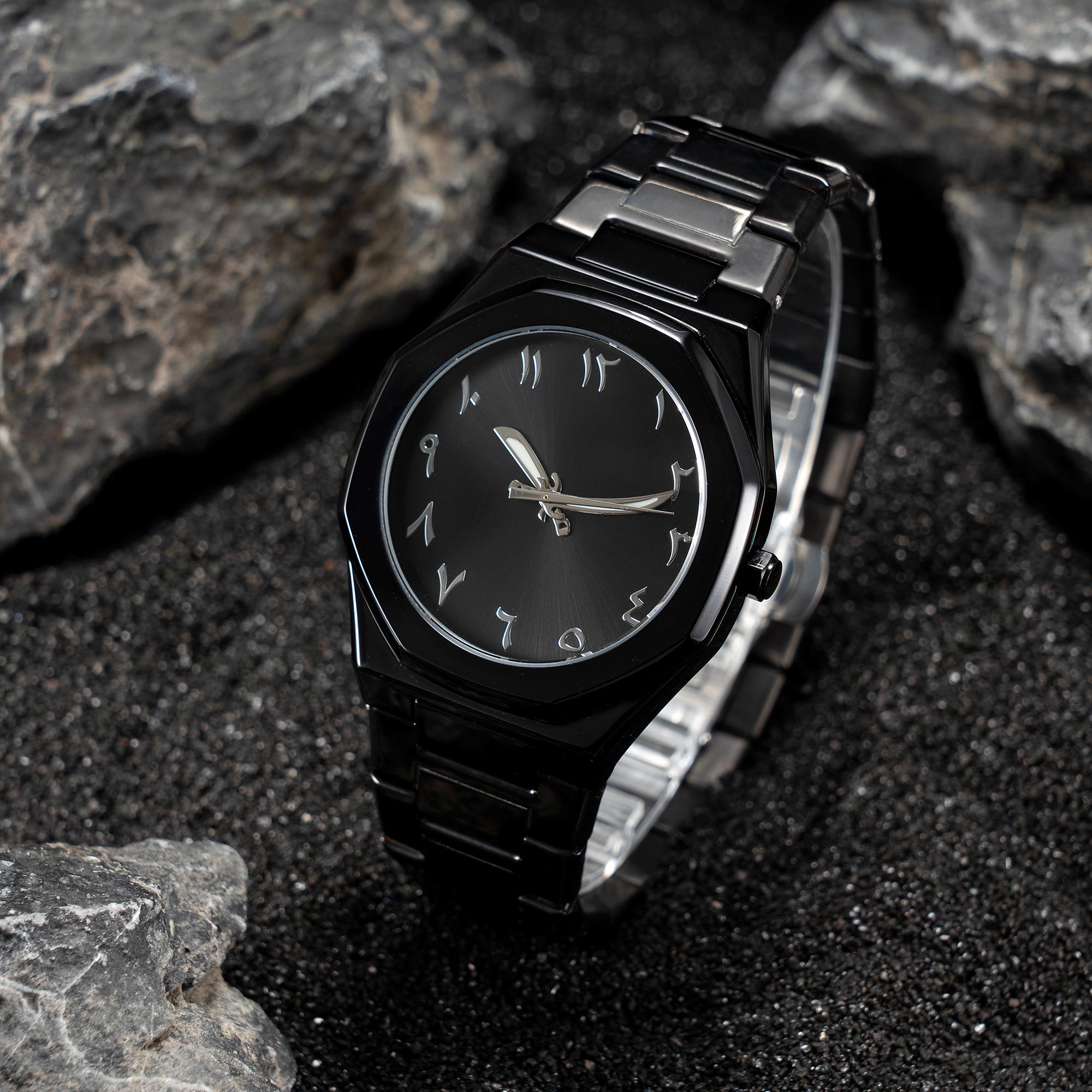 Dai Lanfu Men's Modern Minimalist Personality Creative Allblack Watch Arabic Numeral Knife Pointer Leisure Alloy Watch Unique Design Watch