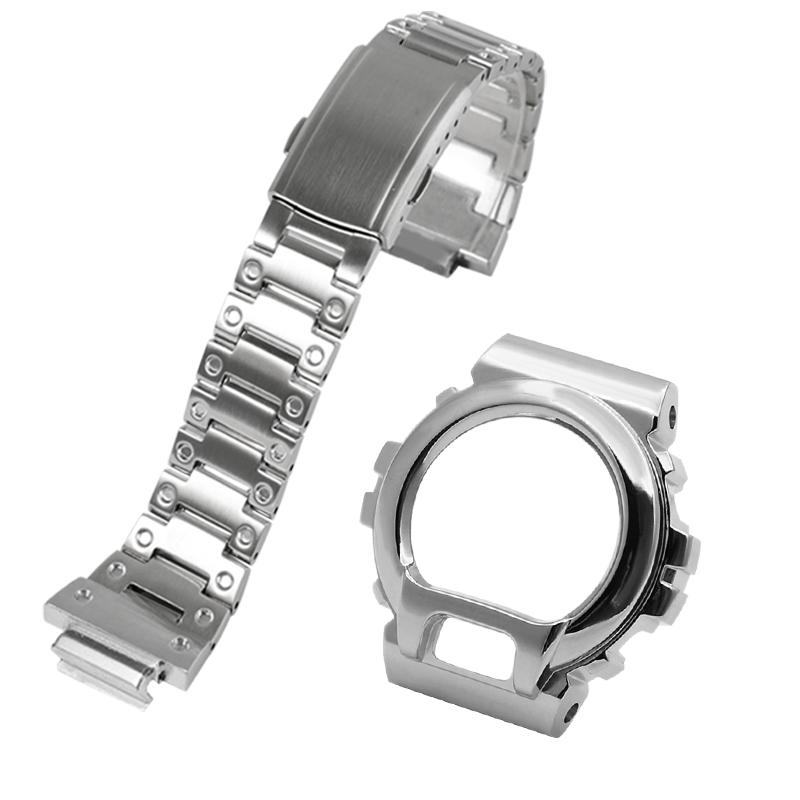 DW6900 Mod Kit metal case strap for Casio G-SHOCK DW-6900 modified stainless steel bezel diamond case bracelet watch accessories