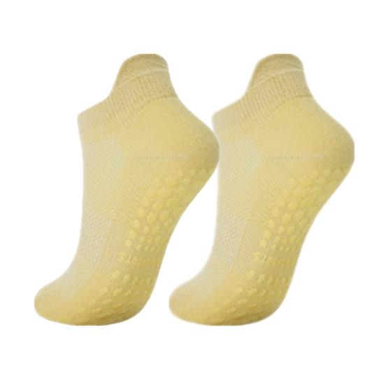 1 пара женских спортивных носков с противоскользящей подошвой, хлопковые носки для йоги, отводящие влагу, удобные, эластичные, спортивные носки жёлтый