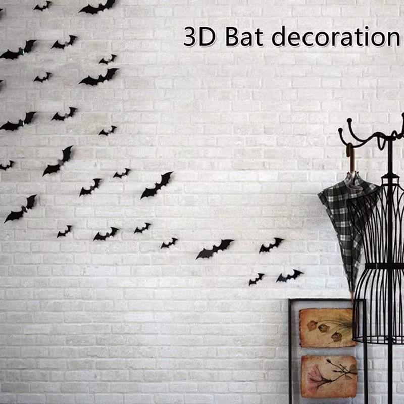 Halloween 3D Schwarze Fledermaus Wandaufkleber Zuhause Zimmer Innen DIY Dekoration Gruselige Requisiten Kinder Party Gastgeschenke Wandaufkleber Fensteraufkleber