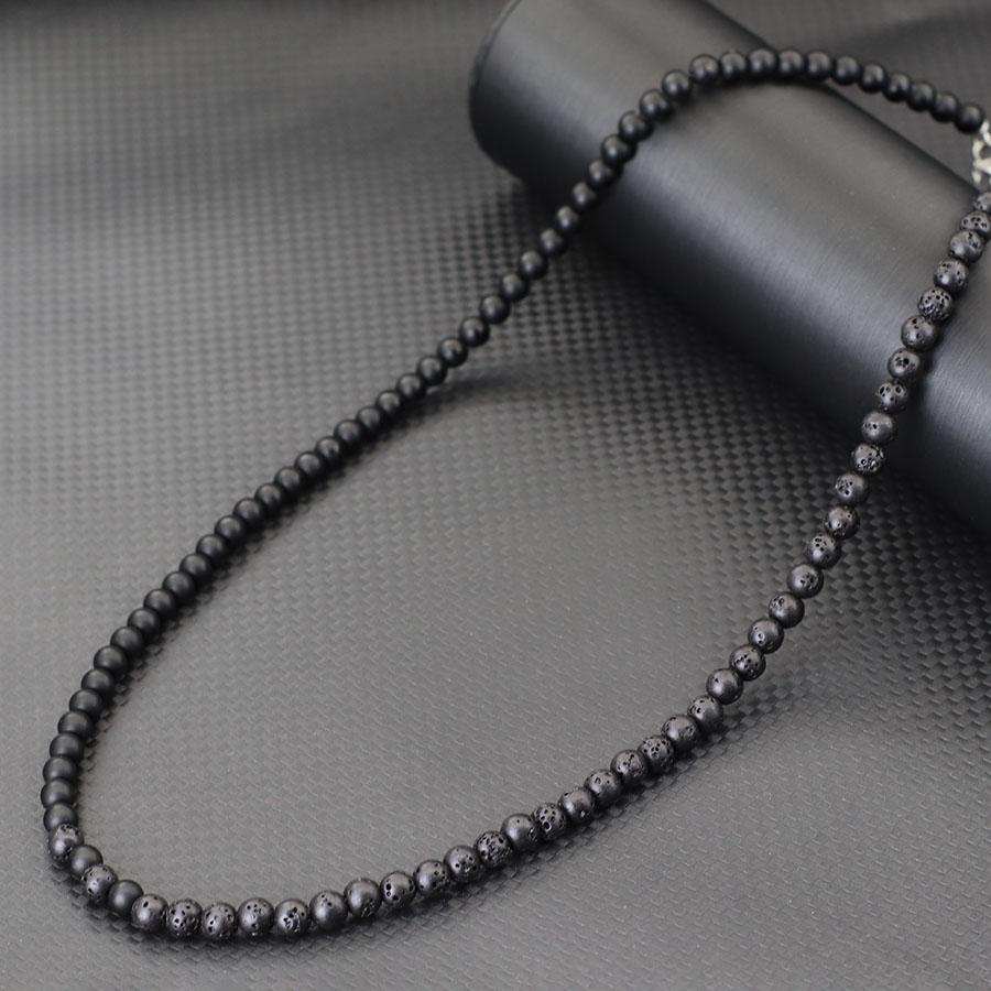 

Stylish 6mm Stone Healing Necklace For Men 24 Inches Long Collar Stainless Steel Buckle Black White Yin Yang Bicolor Colar Gift 60cm(24inches)