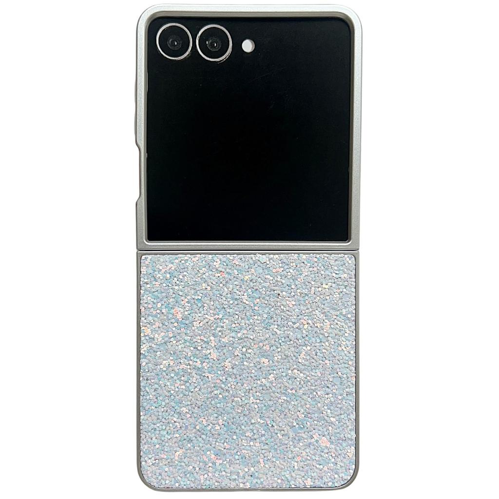 For Samsung Galaxy Z Flip7 5G Case Rubberized Silver Edge Phantom Glitter Hard PC Phone Cover