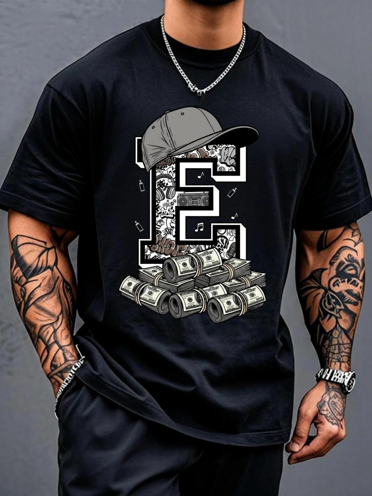 Men’s Fashion Graphic T-Shirt Casual Streetwear Sport Trend Tee XS