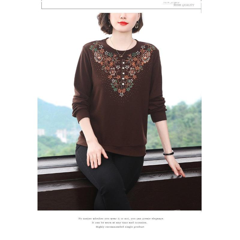 Herbst und Winter Langarm Unterhemd Neuer Stil Gespleißter Pullover Locker Rundhals Vielseitiges Oberteil