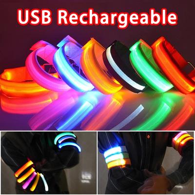 Night Running Bracelet LED Light Outdoor Sports USB Rechargeable Safe Ty Belt Arm Leg Warning Wristband Cycling Bike Bicycle Lig
