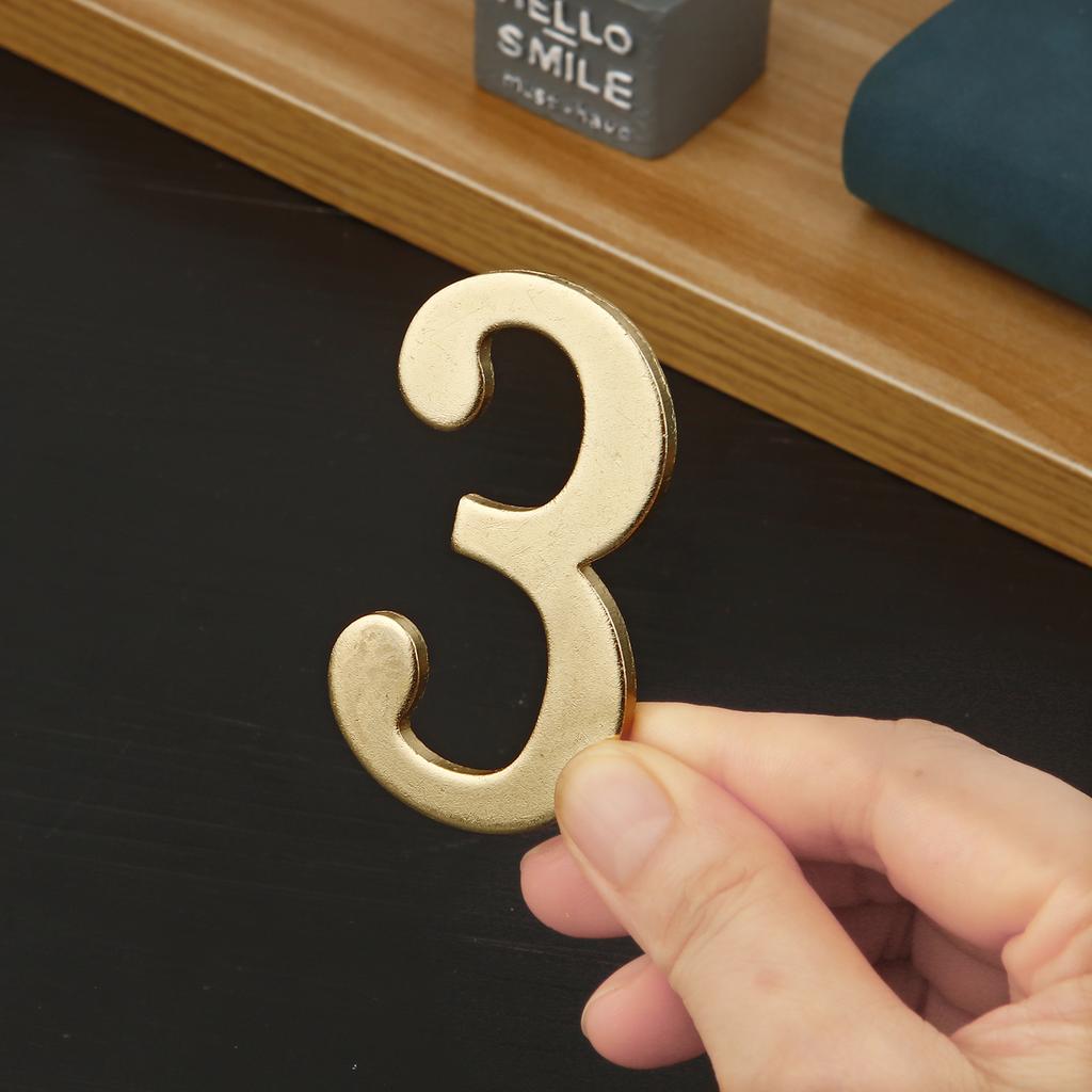 Golden Metal Door Number with Magnets 7*4cm House Number Apartment Door Number for Outdoor Hotel Home Mailbox Label