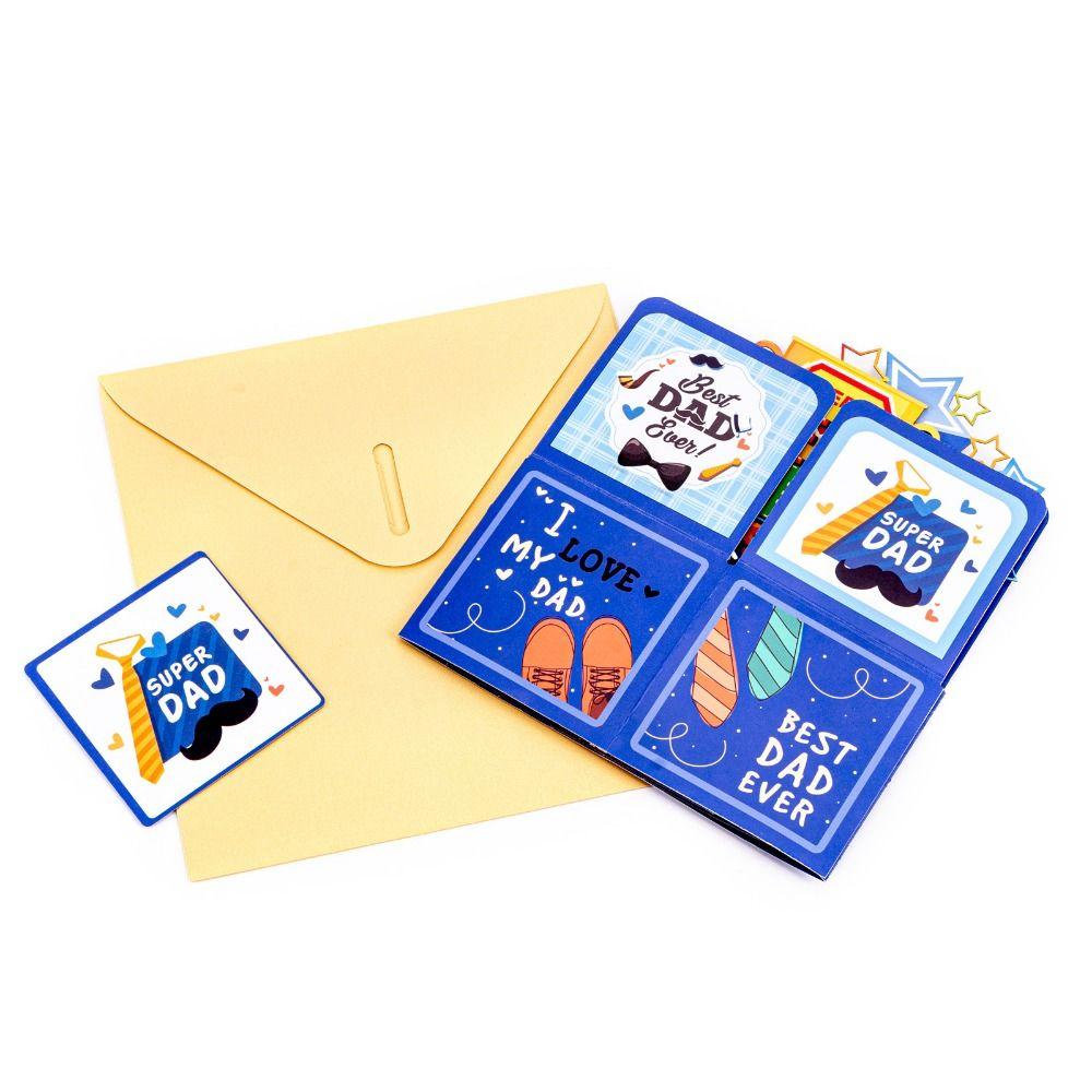 Super Dad Father's Day Gift Blue Pop Up Blessing Card Funny 3D Up Greeting Cards  Grandpa