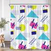 Geometric Abstract Shower Curtains Square Wave Line Triangle Circle Math Bathroom Decorations Modern Bath Curtain With Hooks