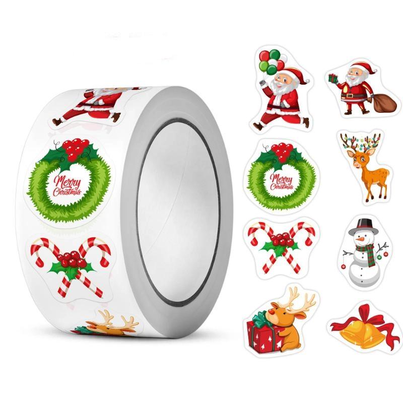 500Pcs Merry Christmas Gift Stickers Irregular Seal Labels Sticker For Gift Baking Package Envelope Stationery Decor