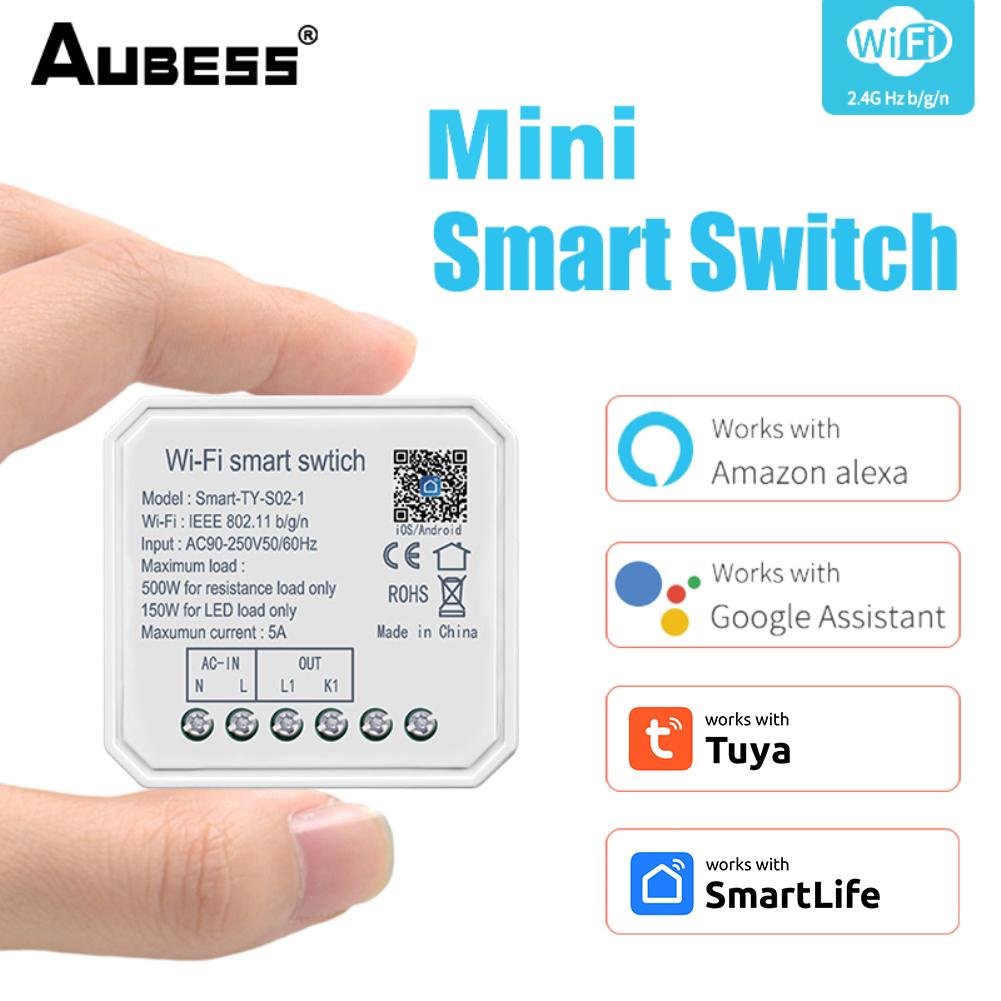 Tuya WiFi Smart Switch Module Supports 2 Way Control Mini DIY Light Breaker APP Remote Control Works With Alexa Google Home
