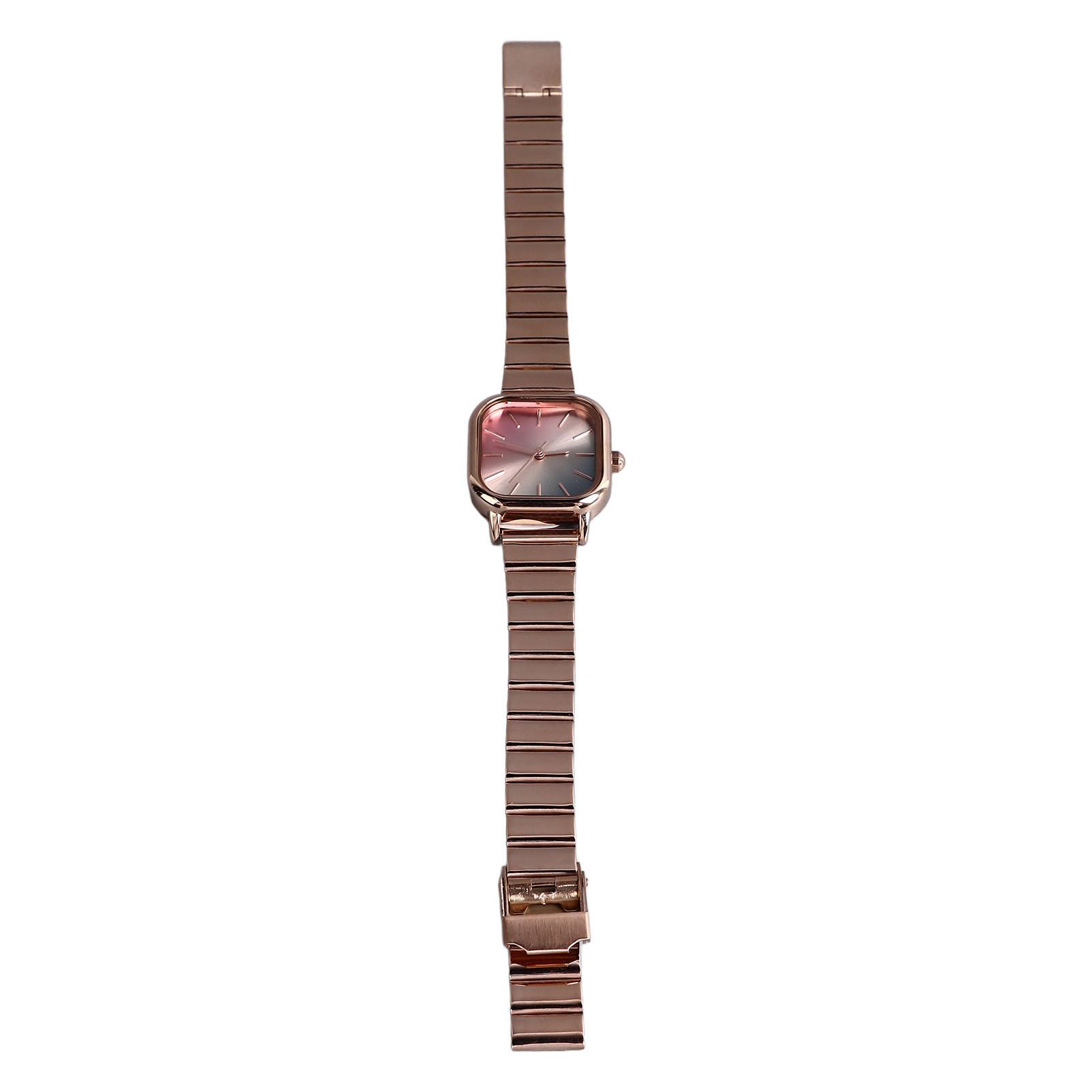 

Women Quartz Watch Colorful Dial Quartz Watch Stainless Steel Strap Waterproof Students All Match Wristwatch Rose Golden