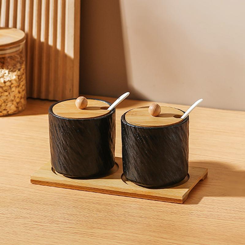 Kitchen Ceramic Seasoning Jar Seasoning Box Kitchen Chili Salt Sugar Jar MSG Pepper Seasoning Box Tableware
