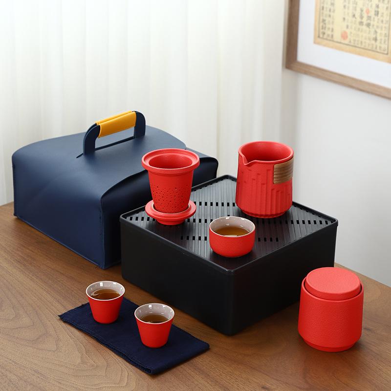 Travel Tea Set Car Outdoor Portable Ceramic Kuaike Cup Tea Can Complete Set Company Business Gifts