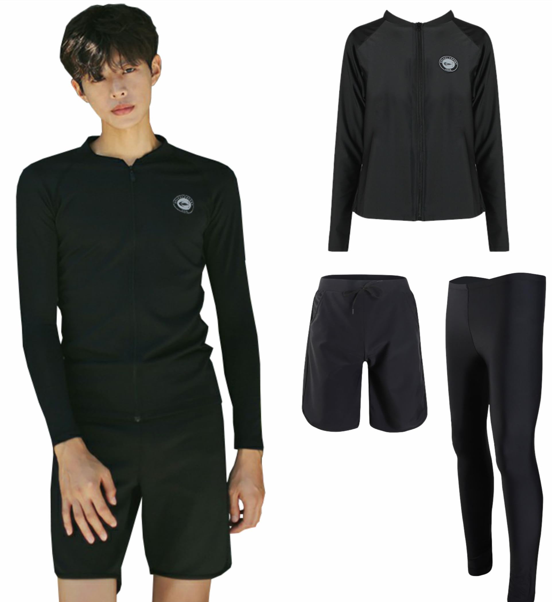 

Zwinz Рашгард включает купальник для соревнований по плаванию, для серфинга, длинный, открытый, с УФ-защитой, мужской купальник, набор из 3 предметов, плавки, плавки, брюки, леггинсы, рукава, передняя часть,