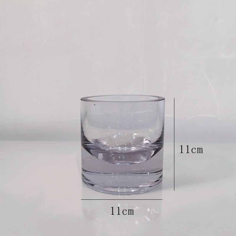 Minimalist Tall Transparent Glass Vase for Fresh and Hydroponic Flowers 11x11x11cm прозрачный