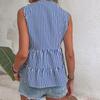 Summer Women's Shirt Sleeveless Tops V-Neck Elegant Temperament Vertical Striped Shirt