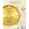 Women Quartz Wrist Watch Bee Dial Rhinestone Decor Date Window Elegant Stainless Steel Wristwatch