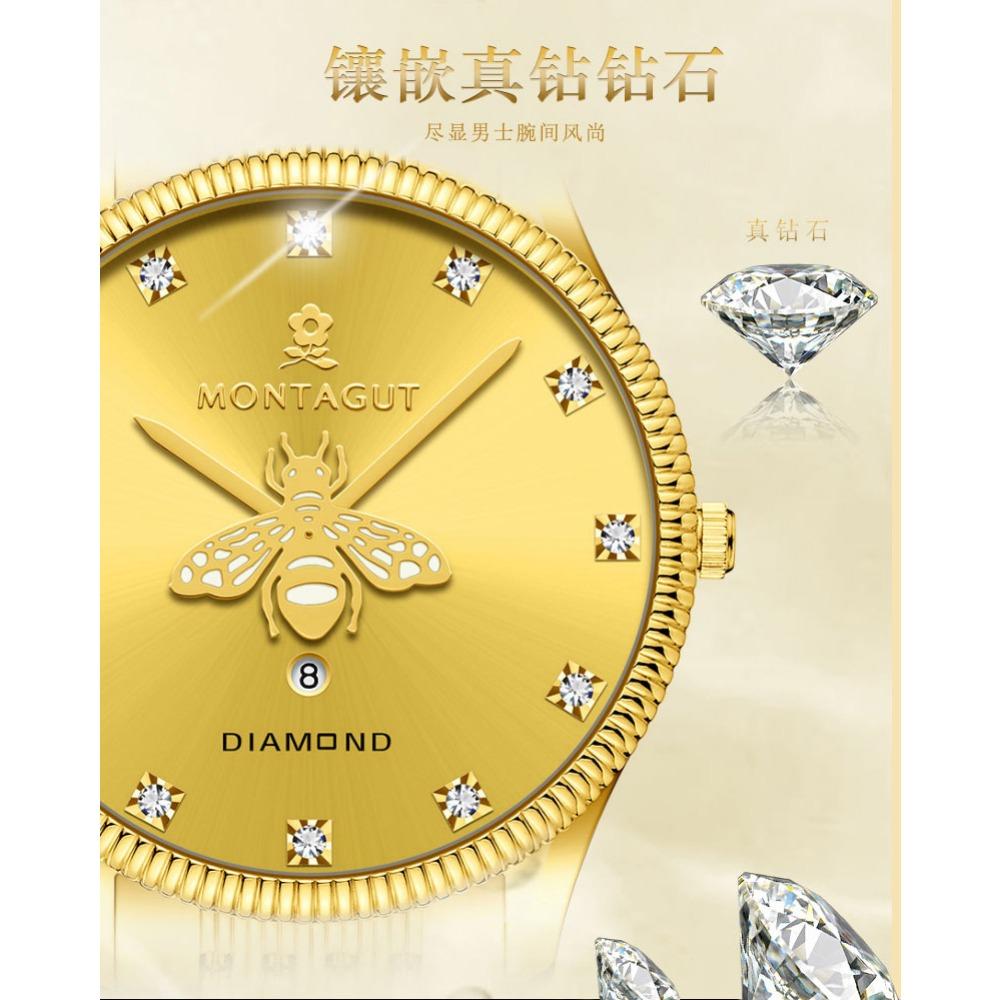 Women Quartz Wrist Watch Bee Dial Rhinestone Decor Date Window Elegant Stainless Steel Wristwatch