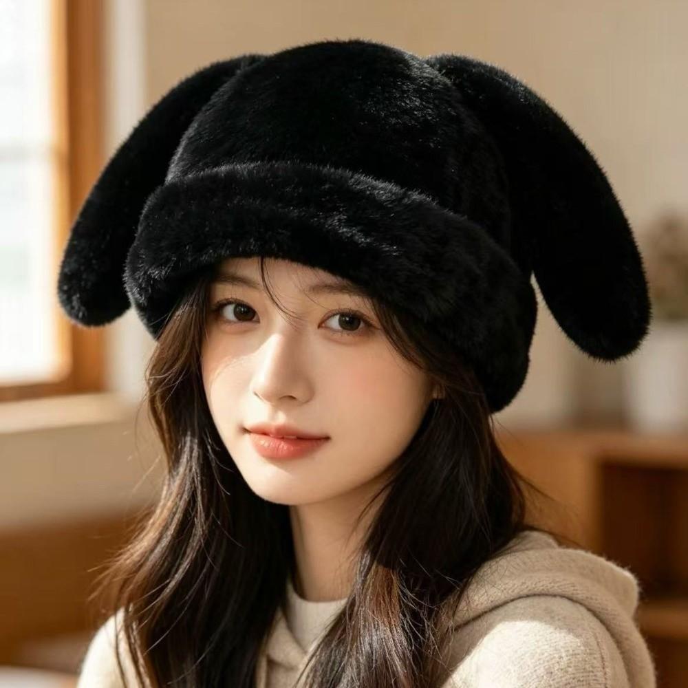 Ear Protection Rabbit Ear Hat Cute Rabbit Ear Bucket Hat Warm Fur Winter Hat Winter