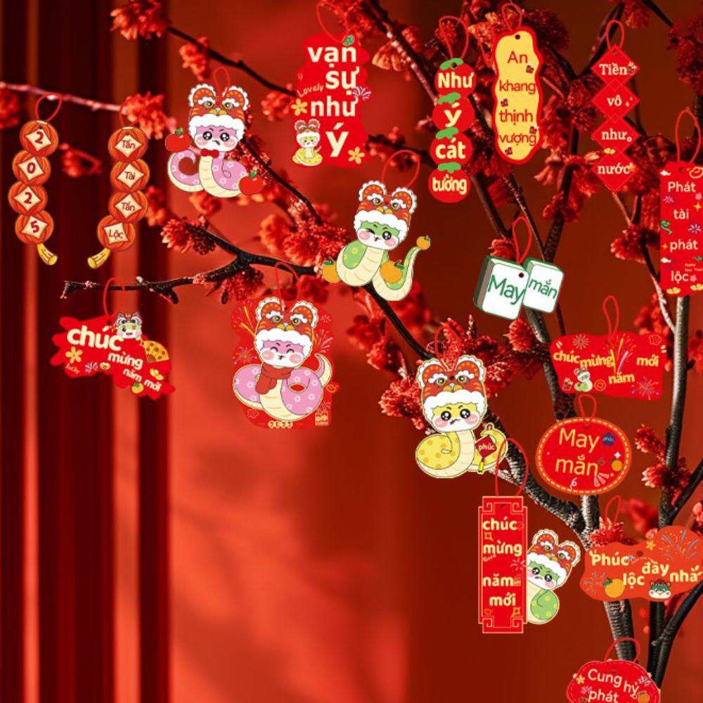 18Pcs Hot Stamped Chinese New Year Pendant Snake Year Hanging Card Party Supplies