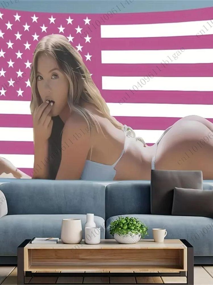 

Sophisticated Wall Decor Cloth American Flag Beauty Tapestry Stylish Bedroom Wall Hanging Glamorous Wall Art Decoration 29x37in