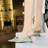 Fashion High Heels Women Sandals Fashionable Patent Leather Pointed Hollow Back Strap High Heeled Sloping Heel Shoes for Women's Shoes