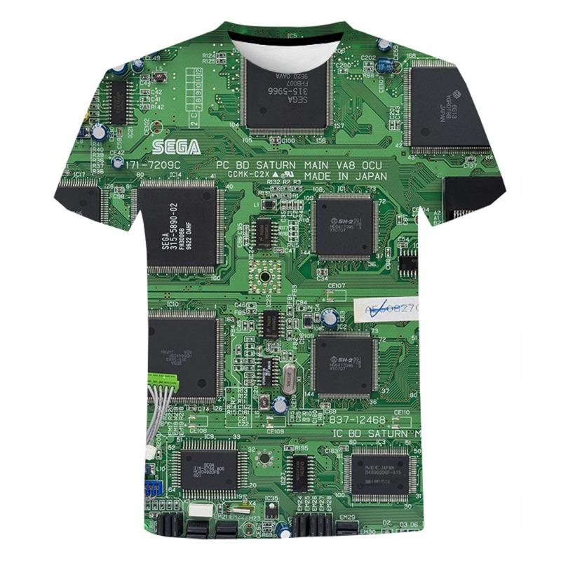 Electronic Chip 3D Print Sports Breathable Men T-shirt Street Simple Everyday Fun Casual Fashion Short Sleeve Clothing