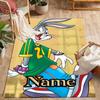 Looney Rabbits Urban Vibes Customized Name Area Rug Perfect for Living Rooms Bedrooms Hallway Entryway Anti-slip Rug Anime Office Decor
