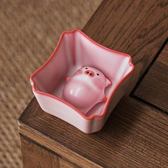Liegendes Schwein Bubble Tea Tasse Handgefertigte Keramiktasse mit lustigem Blasenblas-Schwein Tee-Haustier Einzigartiges Geschenk für Teeliebhaber & Heimdeko