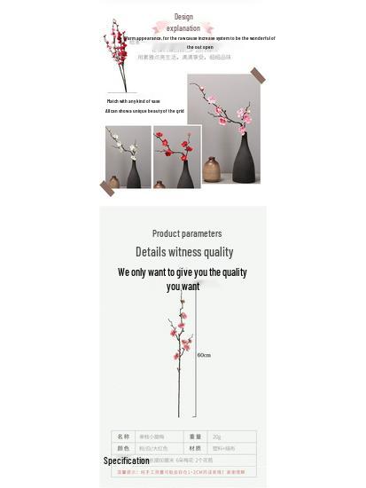 Pflaumenblütenzweig-Dekoration - Künstliche Blumendeko für Wohnzimmer & Esstisch