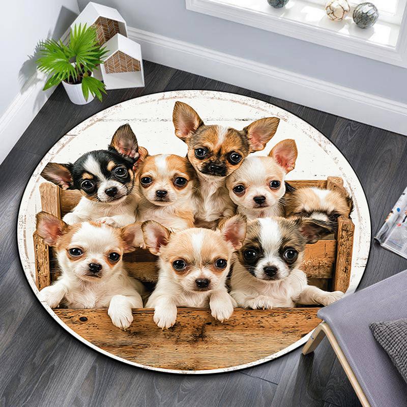 

Chihuahua Round Area Rug,Carpet Rug for Living Room Bedroom Sofa Playroom Decor,Non-slip Floor Mat 80cmx80cm