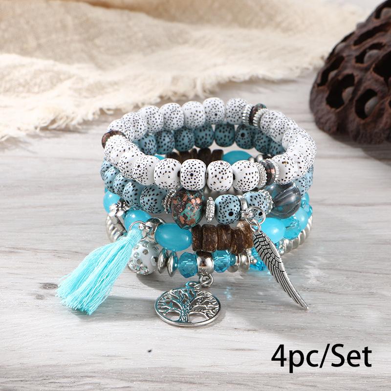 Braccialetto Bohemien Europeo e Americano Creativo Nappa Multistrato con Perline Bellissimo Gioiello