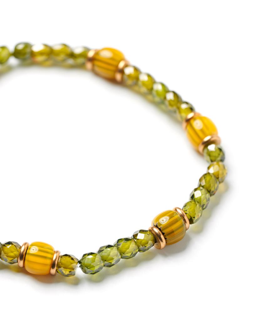 Polalita Mustard Olive Mix Stone Bracelet (Plt-Br-058_Mu)