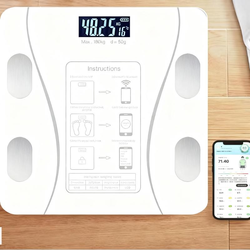 

Весы для жировых отложений, умные беспроводные цифровые весы для ванной комнаты, анализатор состава тела с приложением для смартфона, Bluetooth-совместимый белый
