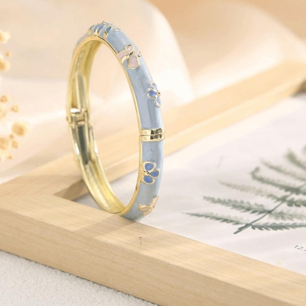 Flower Texture Cloisonne Bracelet Elegant Design Open Clamp Bangle Classic Dropped Glaze Gifts